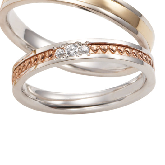 PURE 純粋な MarriPreマリッジリング PT900•K18YG【ダイヤ】