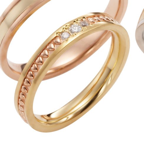 PURE 純粋な MarriPreマリッジ K18YG•PG 3psメレー【ダイヤ】