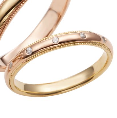 PASSWORD 合言葉 MarriPre マリッジリング K18YG•PG 5psメレー【ダイヤ】