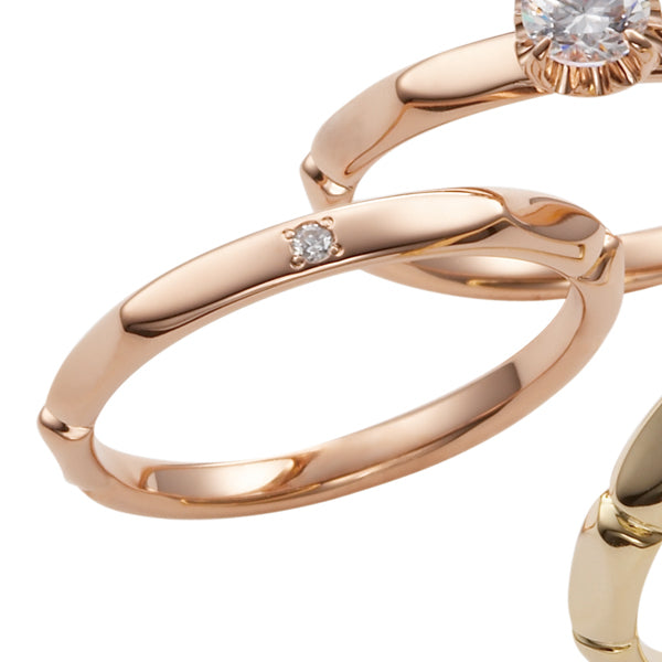 MODERN 現代風 MarriPre マリッジリング K18PG 1psメレー【ダイヤ】