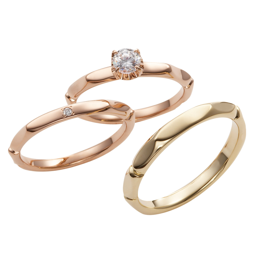 MODERN 現代風 MarriPre マリッジリング K18PG 1psメレー【ダイヤ】