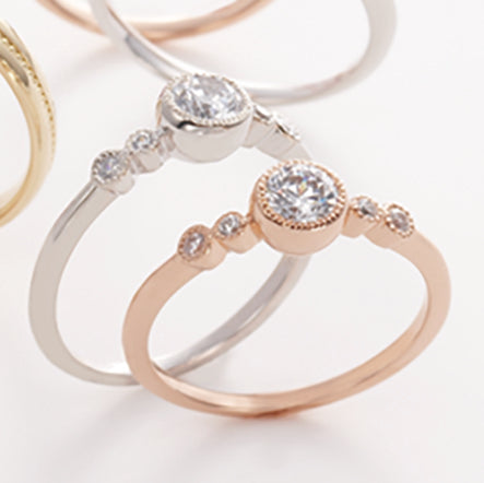 SMILE いつまでも幸せに MarriPre エンゲージリング K18PG 4psメレー【ﾀﾞｲﾔ】