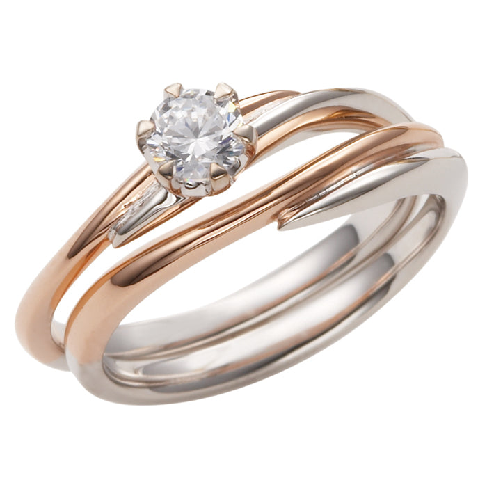 DUET 二重唱 MarriPre エンゲージリング PT900H•K18PG【ﾀﾞｲﾔ】