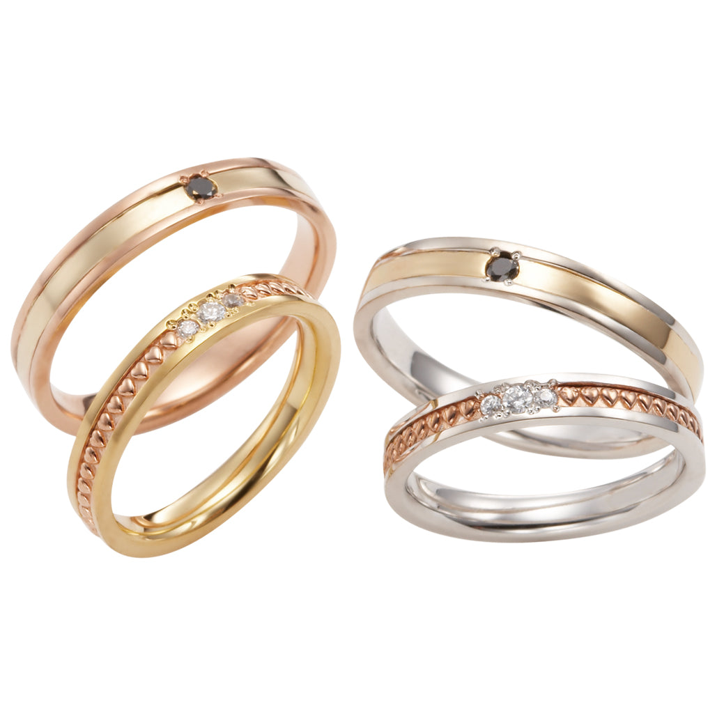 PURE 純粋な MarriPreマリッジリング PT900•K18YG【ﾀﾞｲﾔ】