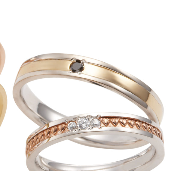 PURE 純粋な MarriPre マリッジ PT900H•K18 0.03ct【Black ﾀﾞｲﾔ】