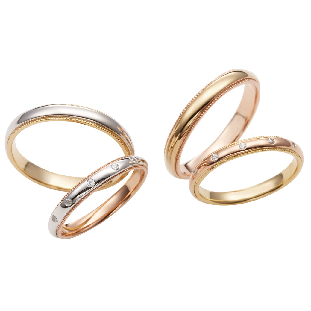 PASSWORD 合言葉 MarriPre マリッジリング K18WG•PG 5psメレー【ﾀﾞｲﾔ】