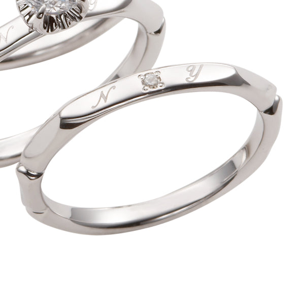 MODERN 現代風 MarriPre マリッジリング PT900H 【ﾀﾞｲﾔ】